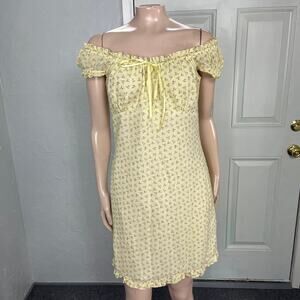 Vintage 80's Y2K Anchor Blue Women's Dress M Cotton Off Shoulder Mini USA H4-20